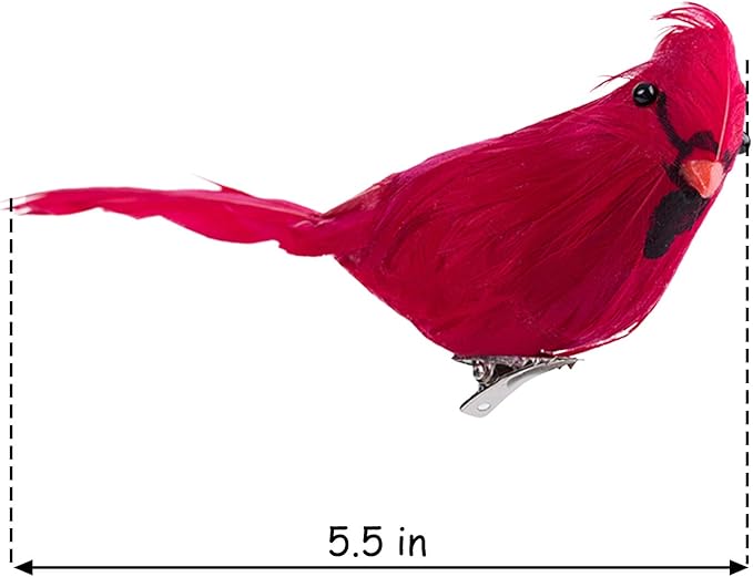 Ogrmar 12 Pack Red Birds Ornaments Handmade Artificial Birds Clip on Christmas Tree for Christmas Tree Wreaths Garland Decorations (Red)
