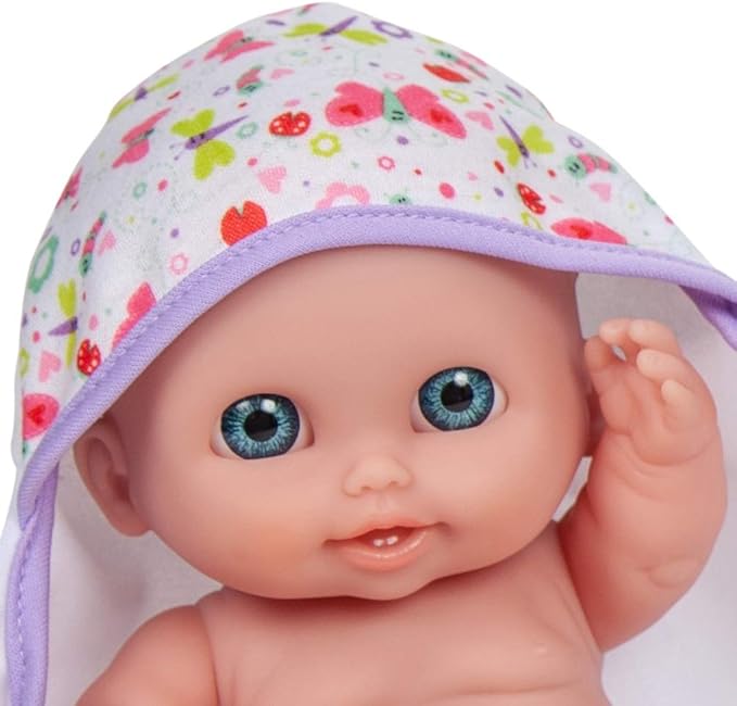 JC Toys Lil Cutesies 8.5" All Vinyl Doll and Real Working Bath Set | Posable and Washable | Removable Outfit | Bath with Play Accessories Ages 2+ , Blue