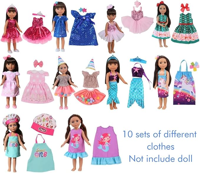 20 PCS Glitter Girl Clothes,American Girl Clothes for 14" Baby Doll, Clothes and Accessories (14 inch Doll Clothes)