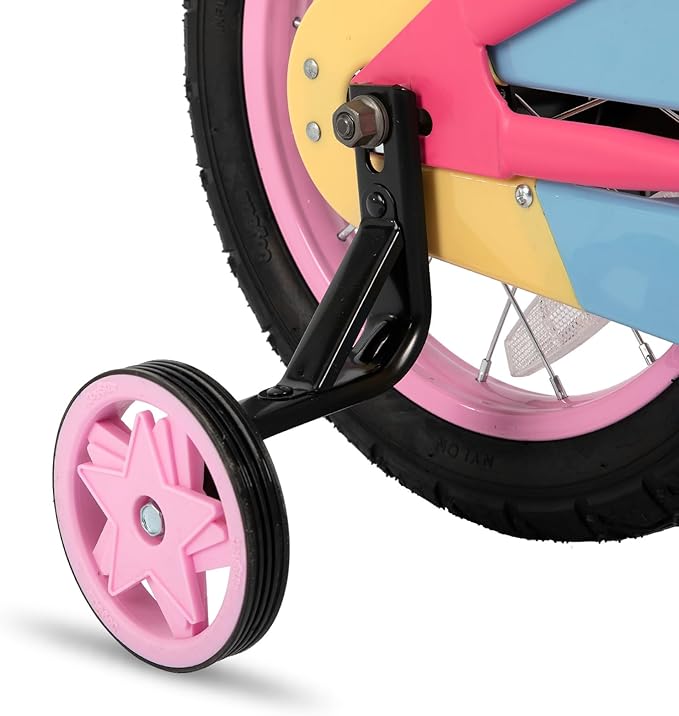 JOYSTAR 12 14 16 Inch Kids Bike for 2-7 Years Girls 33-53 Inch Tall, Toddler Girls Bike with Training Wheels, Rainbow Bikes, Children Bicycle, Macaroon