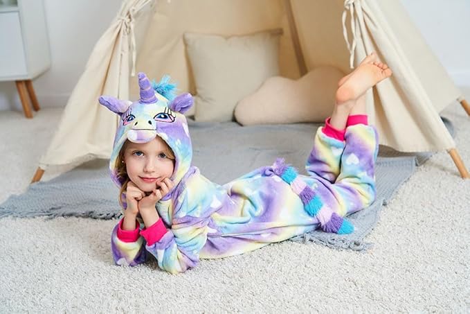 Kids Unicorn Onesie Pajamas One-Piece Cosplay Costume Animal Sleepwear Girls And Boys