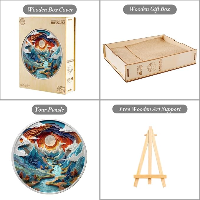 Wooden Puzzles for Adults, 3D Vision Inside Cave (L-300pcs) Wooden Jigsaw Puzzles Kids, Unique Shaped Animal Wood Puzzles Adults, Wooden Animal Puzzles Birthday Gifts Family Game 13.4*13.4in