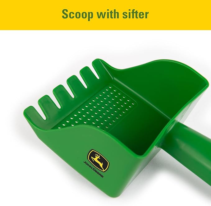 John Deere Big Scoop Dump Truck Toy with Sandbox Tools - Construction Toys Featuring Dump Truck, Sand Toys, and Tractor Wheel Roller - Kids Sandbox Toys - Easter Gifts for Kids - Ages 3 Years and Up