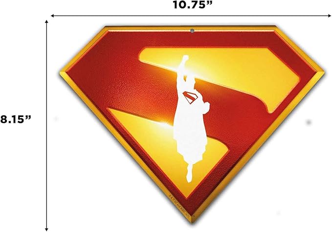 DC Comics Superman "S" Logo Metal Wall Decor - Iconic Superman Emblem Sign for Hero-Themed Spaces