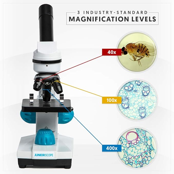 Omano Juniorscope Microscope for Kids – Microscope Kit for Kids 8+ for Science Microscope Experiments – Kids Microscope Kit That Encourage STEM Exploration – Beginner Microscope for Kids 8 and Up.