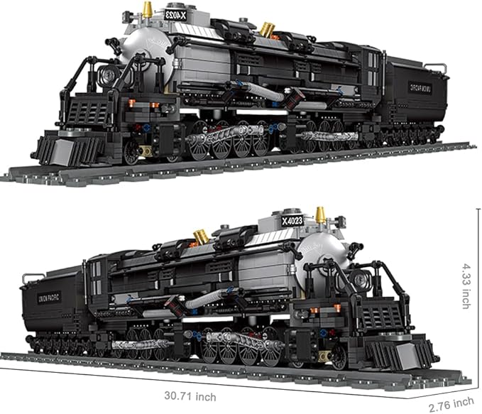 Big Boy Steam Train Building Block Toy, BIGBOY Locomotive Articulated Train Display Model Set with Train Tracks for Train Lovers, Teenagers and Adults(1608 Pieces)