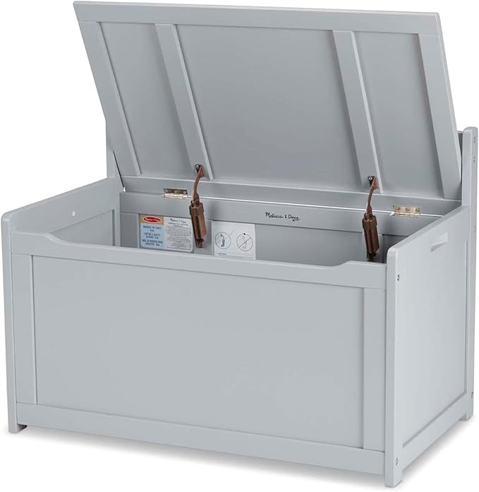 Melissa & Doug Wooden Toy Chest - Gray Furniture for Playroom