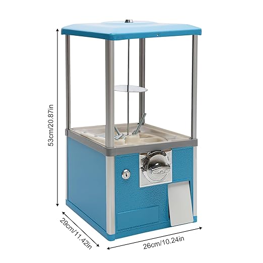 Vending Machine, 20.87Inch Height Candy Gumball Machine with Load Capacity Gumball Bank, Metal Candy Vending Machine for 1.77-1.97Inch Gadget,Portable Candy Dispenser Machine for Retail Shop (Blue)