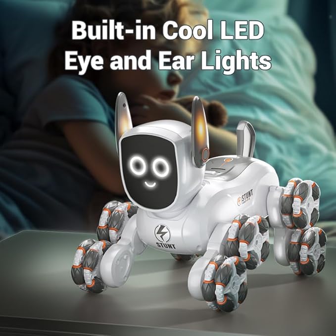 4WD Stunt Remote Control Robot, Multi Function RC Car Toys for Kids, Eight Wheeled Robot Dog with Music & Light, Children Birthday Gift for 8+ Years Old Kids