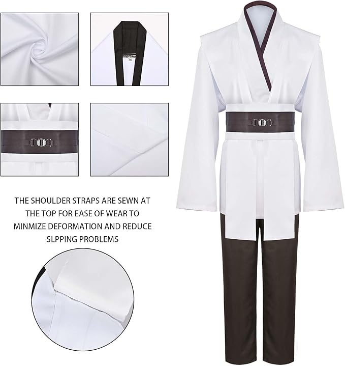 Men's Tunic Cosplay Costume with 2 PCS Light Up Saber Tunic Hooded Robe Full Set for Halloween Party