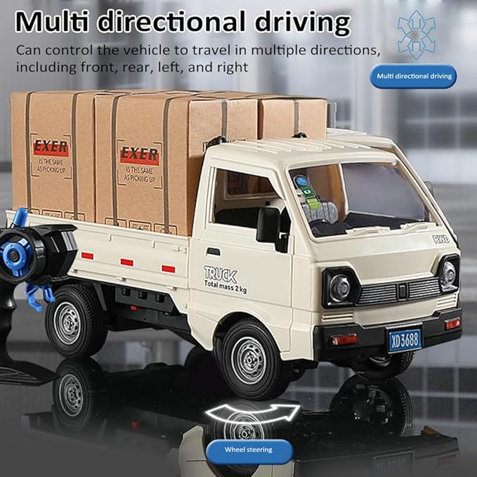 Remote Control Car RC Kei Truck,1:16 Scale RC Transporter Pickup Truck, 2.4GHz All Terrain RC Transport Cars with Spray & Light, 3 Batteries, Best Gifts Ideas for Kids Age 6 Year Old (Green)