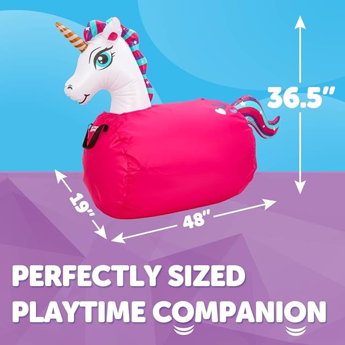 Waddle Large Inflatable Bouncy Hopper - Ride On, Indoor, Outdoor Toys, Bouncy Horse, Toys for Girls and Boys, Durable, Unicorn Toys for Girls, Kids, Adult Toys, Up to 250lbs, Ages 5 and Up (Unicorn)