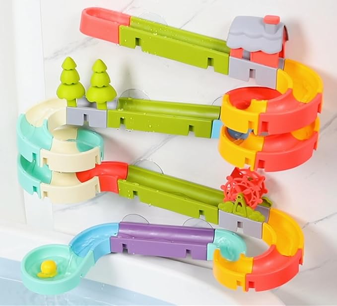 Duck Slide Toys, Bath Toys for Kids Ages 4-8, DIY Building Kit for Ages 5-7, Bathtub Time Birthday Gift for Toddler 3 + Year Old (51 PCS)