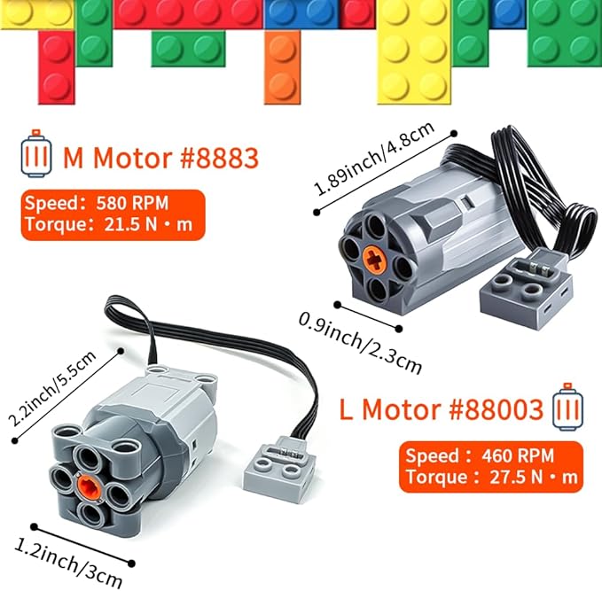 42Pcs Power Function Kit Set Motor Battery Infrared-Remote-Control Receiver Train AdjustableIR Remote Control, Motor Power Change Parts Compatible with mainbrands Technic-Parts