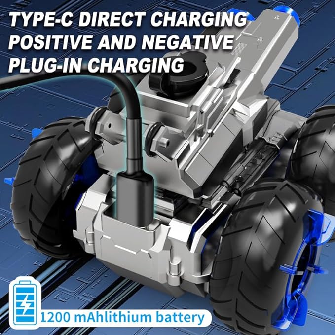 4WD Amphibious Water Gun Remote Control Car-2.4GHz Control & Gesture Sensing RC Car Remote Control Boat, Waterproof Remote Control Pool Water Toys for Kids 8 9 10+