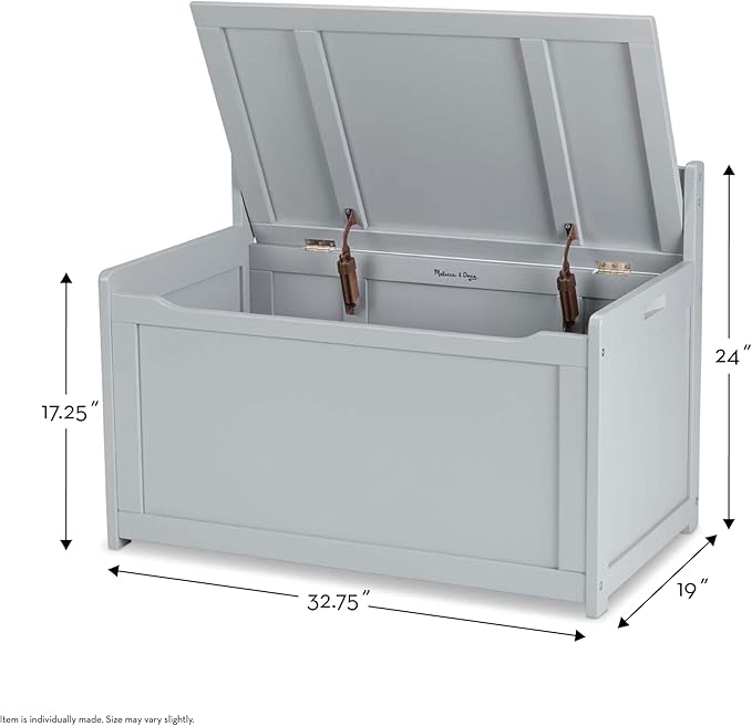 Melissa & Doug Wooden Toy Chest - Gray Furniture for Playroom