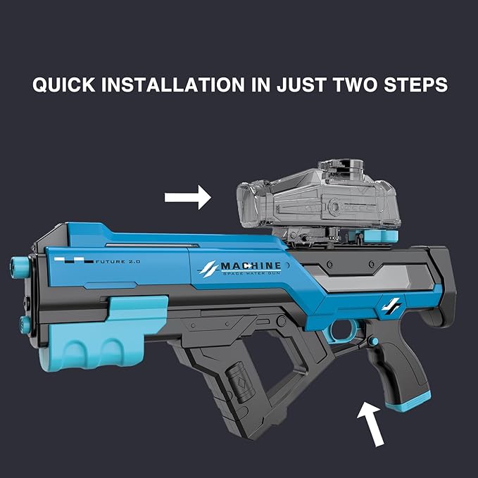 Electric Water Gun with LED Chasing Lights, 35 FT, Automatic & Manual Dual Mode High Powered High Capacity Squirt Guns for Adult Kid (Blue)