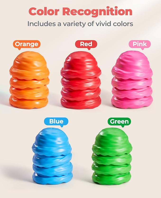 JoyCat Ice Cream Preschool Learning Activities Counting and Color Sorting Set Stacking Toys for Kids 3-5, Safety Fine Motor Skills Toy, Math Learning Resources Easter Basket Stuffers for Toddler 30PCS