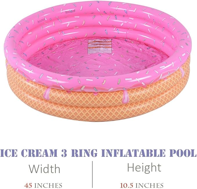 Kiddie Pool, Watermelon Hamburger Ice Cream Inflatable Pool, Water Pool in Summer, Pit Ball Pool of 45 Inches