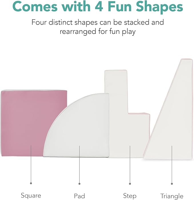 Best Choice Products 4-Piece Kids Climb & Crawl Soft Foam Block Activity Play Structures for Child Development, Color Coordination, Motor Skills - Pink