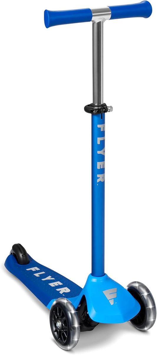 Kids Scooter, 3 Wheel Scooter, Flyer Glider Pro with Light Up Wheels, Blue, Radio Flyer Ride On Toys for Kids 5-12 Years Old, for Outdoor Riding