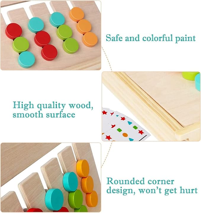 Montessori Learning Toys Slide Puzzle Color & Shape Matching Brain Teasers Logic Game Preschool Educational Wooden Toys for Kids Boys Girls Age 3 4 5 6 7 Years Old Airplane Travel Toys Birthday Gifts