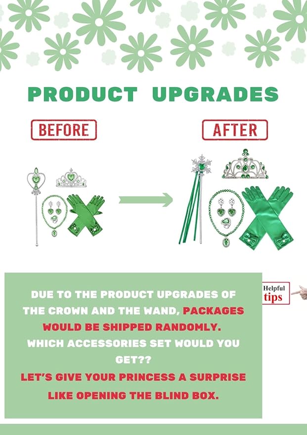 REXREII Girls Anna Princess Costume Frozen Elsa Snow Queen Dress Halloween Cosplay Xmas Birthday Party Gown (w/Accessories)