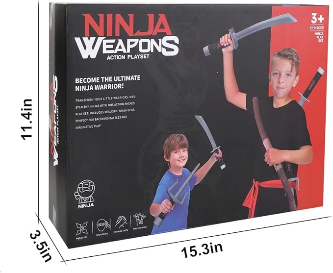 Liberty Imports Ninja Warrior Toy Weapons Role Playset Kids Pretend Play Dress Up Battles Costume Accessories