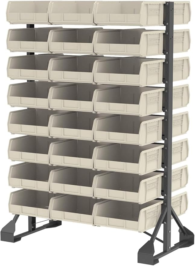 Akro-Mils 30235 AkroBins Plastic Storage Bins, Space-Saving Stackable Bins for Garage, Pantry, Craft Organization, 11-Inch x 11-Inch x 5-Inch, Stone, 6-Pack