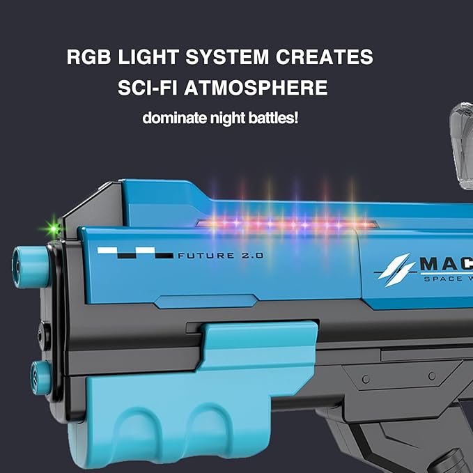 Electric Water Gun with LED Chasing Lights, 35 FT, Automatic & Manual Dual Mode High Powered High Capacity Squirt Guns for Adult Kid (Blue)