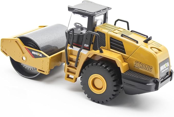 Dollox Die-cast Road Roller Toys 1/50 Scale Metal Engineering Road Planer Vehicle Truck Toy High Detail Construction Vehicles Model Road Roller Decoration Toy Kids