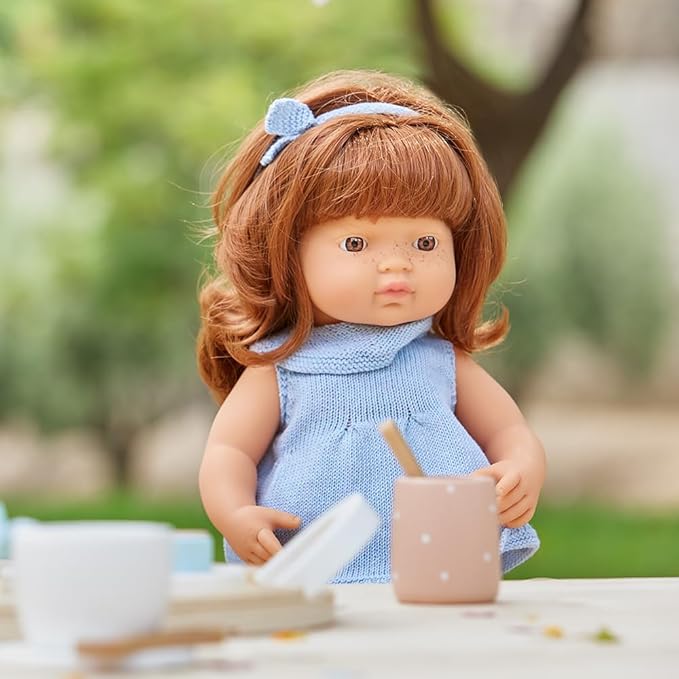 Miniland Doll 15'' Caucasian Girl Redhead (Polybag) - Made in Spain, Anatomically Correct, Quality