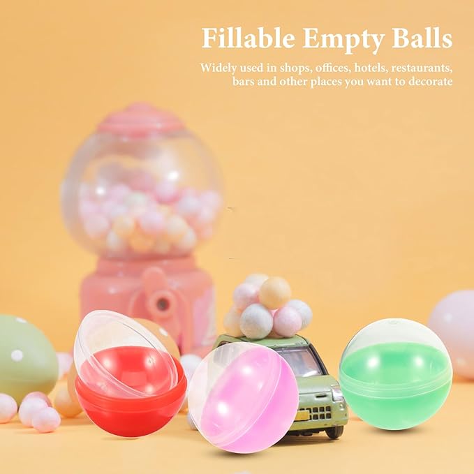 Homoyoyo 50pcs 45mm/1.77inch Vending Machine Capsules Round Empty Claw Machine Balls Clear Gumball Capsules DIY Craft Supplies for Party Favor
