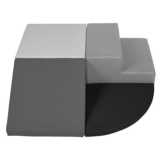 SoftScape Toddler Playtime Corner Climber, Indoor Active Play Structure for Toddlers and Kids, Safe Soft Foam for Crawling and Sliding (4-Piece Set) - Gray/Light Gray, 11619-GYLG
