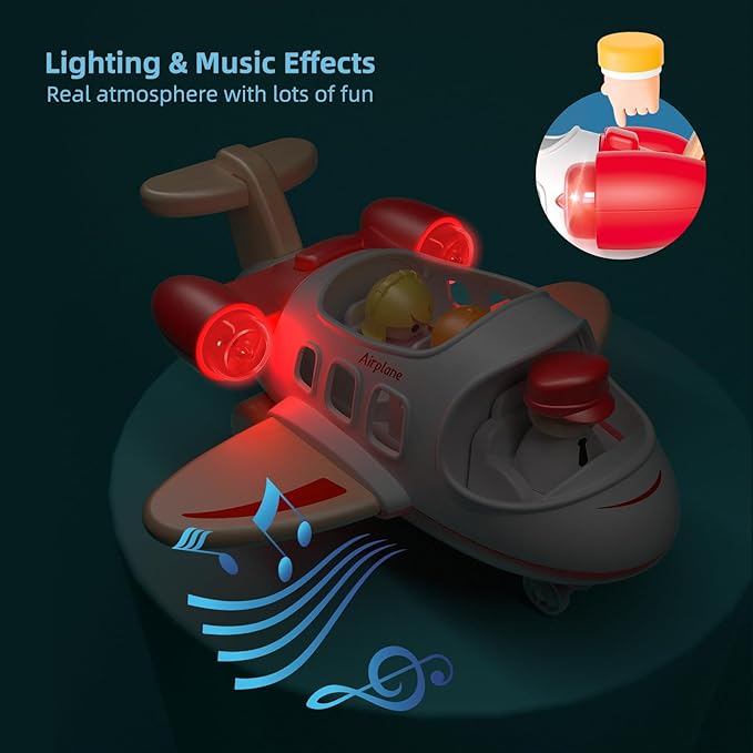 Airplane Toys for Toddlers 1-3, Toys Planes Toys with Sound and Light, Mini Airliner Toys for Introducing Aeronautical Knowledge, Car Toys for 18 Months, 2 3 4 5 Years Old Kids Boys Gift