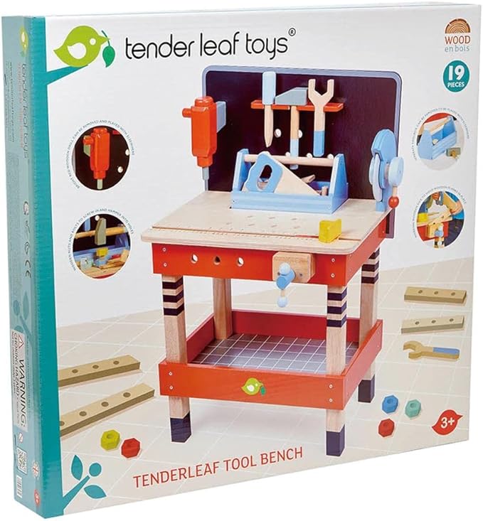 Tender Leaf Toys - Tender Leaf Tool Bench - 18 Pieces Pretend Play Construction Tool Set Made with Premium Materials and Craftsmanship - Creates Interest in DIY and Creative Role Play for Children 3+