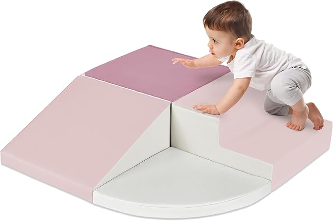Best Choice Products 4-Piece Kids Climb & Crawl Soft Foam Block Activity Play Structures for Child Development, Color Coordination, Motor Skills - Pink