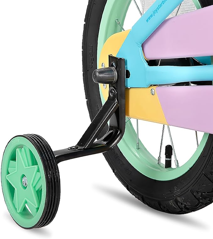 JOYSTAR 12 14 16 Inch Kids Bike for 2-7 Years Girls 33-53 Inch Tall, Toddler Girls Bike with Training Wheels, Rainbow Bikes, Children Bicycle, Macaroon