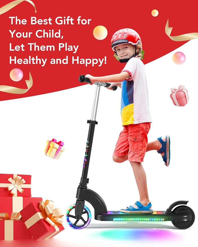 ANHAO Electric Scooter for Kids Ages 6-12 (Mainly 6-10), Kids Electric Scooter with Adjustable Height, Kick Scooter for Kids up to 110 Lbs, up to 6Mph