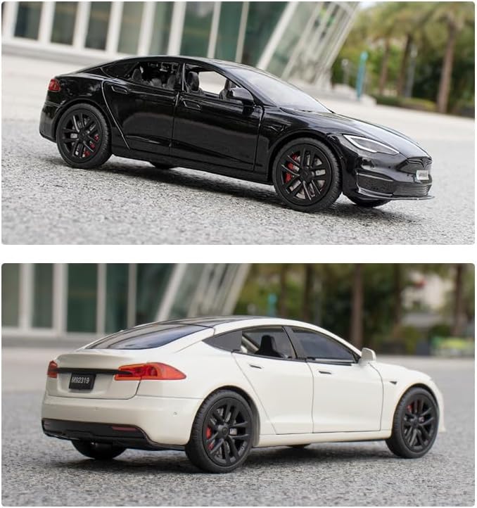 1/24 Scale Diecast Car Model S, Alloy Diecast Toy Cars Pull Back Toys with Sound & Light, Vehicles Toys for Kids Gift Car Lovers Collection (1/24 Model S -White)