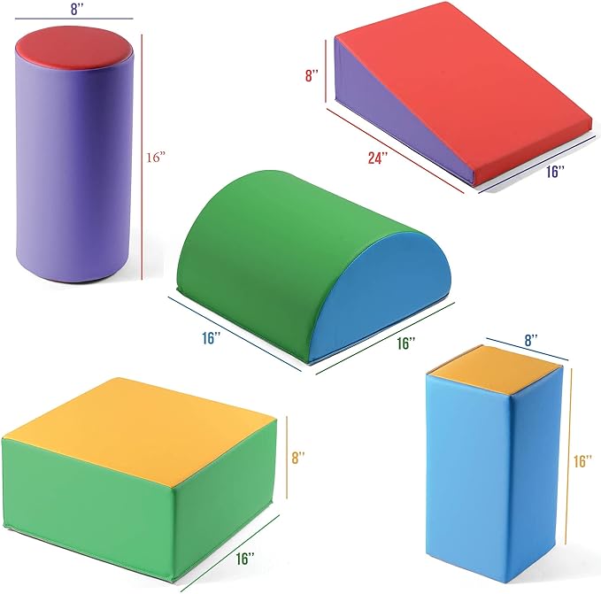 Play22 Soft Climbing Toys for Toddlers Indoor - 5 PC Baby Foam Climbing Blocks, PU Leather Gym Climb and Crawl Play Set Waterproof and Easy to Clean