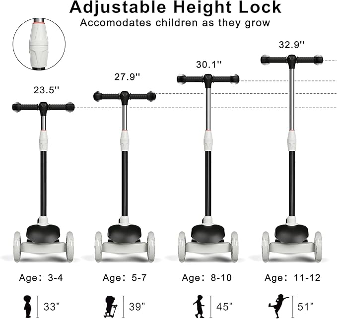 67i Scooter for Kids 3 Wheel Scooter Kids Kick Scooter for Toddler Girls Boys Scooter with Adjustable Height and Light-Up Wheels Scooter for Children Ages 3-12