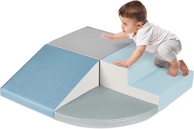 Best Choice Products 4-Piece Kids Climb & Crawl Soft Foam Block Activity Play Structures for Child Development, Color Coordination, Motor Skills - Blue