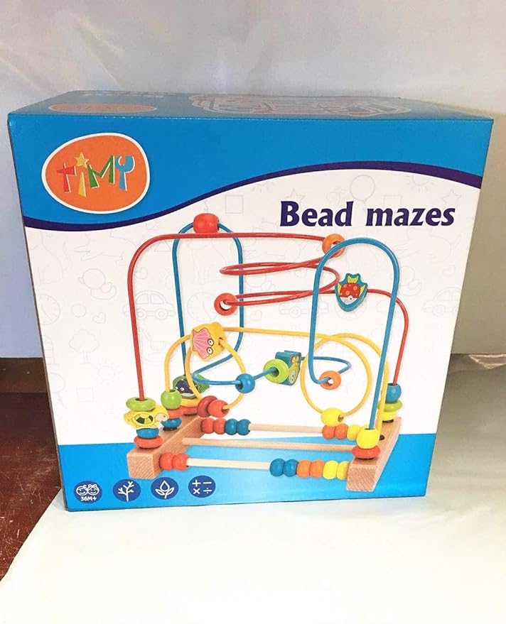 Timy First Bead Maze Roller Coaster Wooden Educational Circle Toy for Toddlers