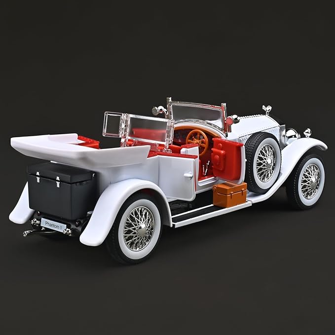 Model Car Kits Adults and Boys 1/24 Diecast Cars Phantom Generation Vintage Car Collectibles,Die Cast Metal Pull Back Cars with Lights and Sounds,Toy Cars for Boys Age 3-12(White)