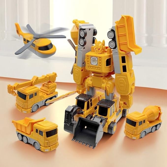 Magnetic Transform Engineering Car Assembled Toys with Storage Box,Magnetic Blocks for Toddlers,Constructo Modular Transforming Toy Set for Boys and Girls (Robot Construction Vehicles, Pieces, 35)
