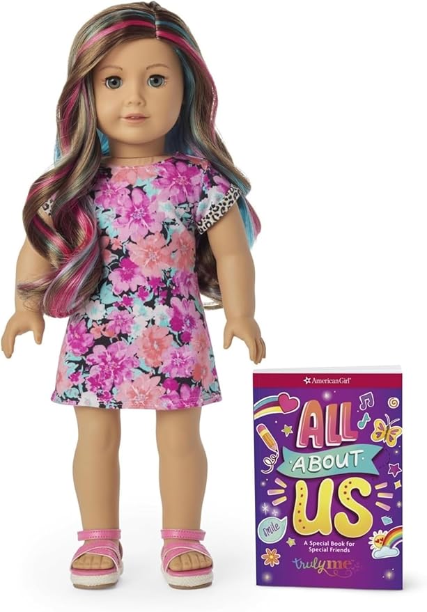 American Girl Truly Me 18-inch Doll #101 with Gray Eyes, Caramel Hair w/Highlights, Lt-to-Med Skin, Dress, For Ages 6+