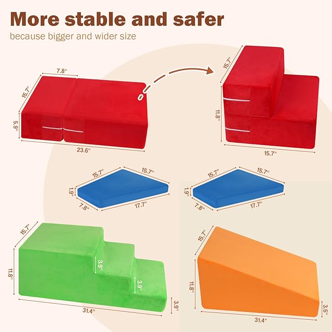 Climbing Toys for Toddlers 1-3 Indoor | Toddler Climbing Toys Indoor | Baby Foam Climbing Blocks | Soft Play Climbing for Toddlers | Infant Non-Toxic Soft Climbing Blocks | Large Foam Blocks Baby Gym