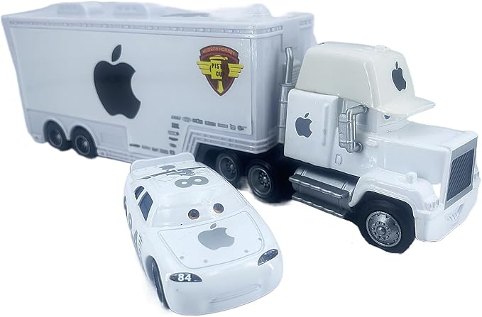 Portable Mini Toy Car and Truck Set 1:55 Diecast Model Metal Body Racers for Preschool Kids Ages 3+ Years (White)