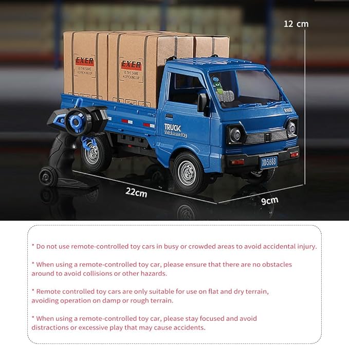 Remote Control Car RC Kei Truck,1:16 Scale RC Transporter Pickup Truck, 2.4GHz All Terrain RC Transport Cars with Spray & Light, 3 Batteries, Best Gifts Ideas for Kids Age 6 Year Old (Green)